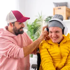 kid listening to music