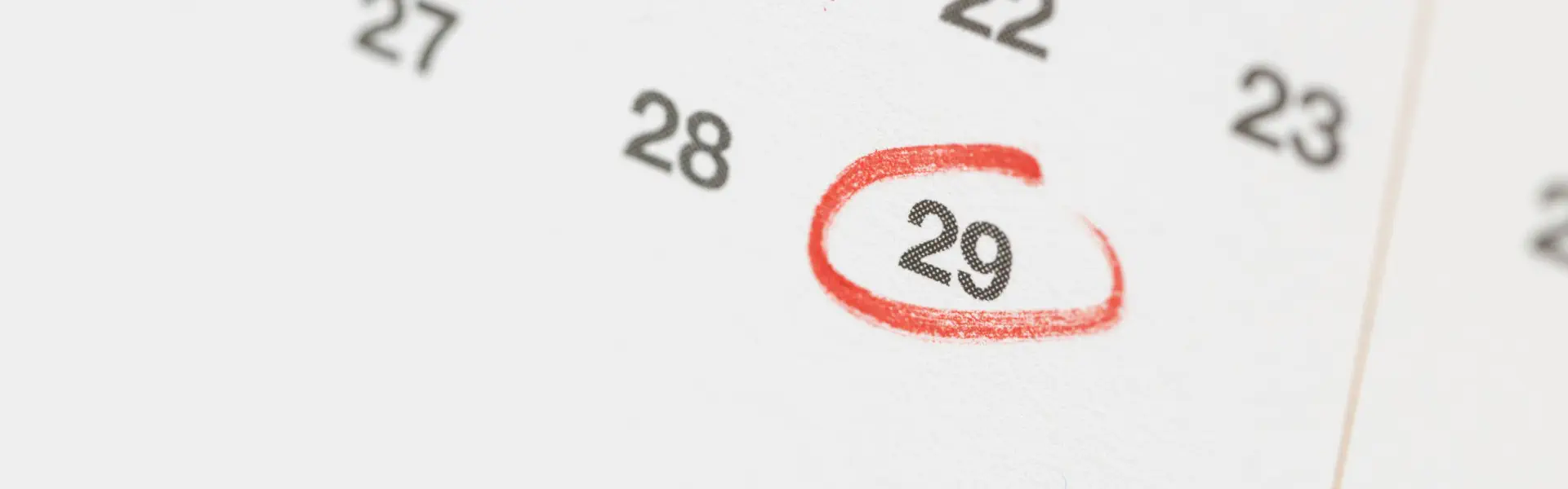 close-up of a calendar with the number "29"